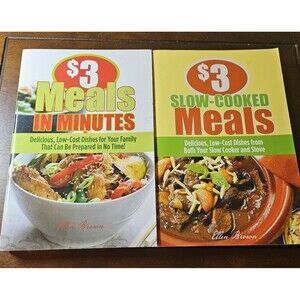 Lot of 2 softcover cookbooks for budget meals by Ellen Brown